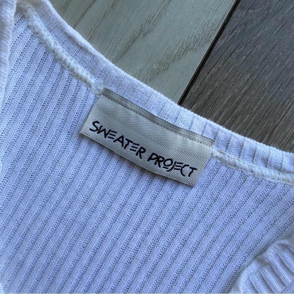 Sweater Project Y2K White Ribbed Top - Picture 2 of 6